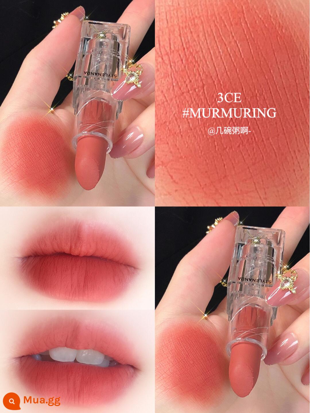 Mới 3CE chạng vạng son môi trong suốt màu hổ phách mờ nhung acrylic son môi nữ màu nâu nude mà không cần trang điểm - #MURMURING 「Màu đào sữa」