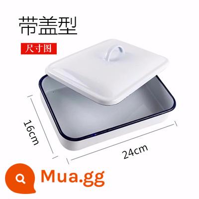 Khay men dày khay tráng men men khay vuông khay thí nghiệm khay hóa chất khay khử trùng khay thí nghiệm - (Có nắp) 16×24×5 Khay sâu lòng Cao 5cm