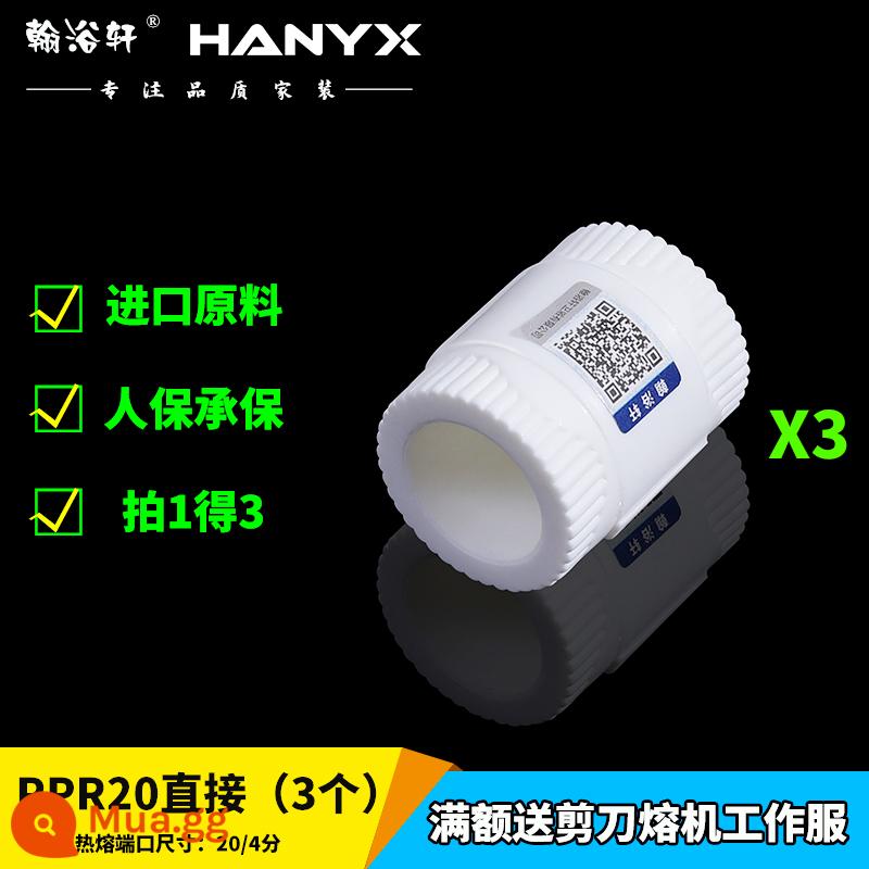 Khớp nối di động Hanyuxuan ppr dày 4 điểm 6 điểm phụ kiện đường ống máy nước nóng khuỷu tay trực tiếp phụ kiện nối ống nước nóng chảy - ppr20 trực tiếp (1 phát = 3 phát)