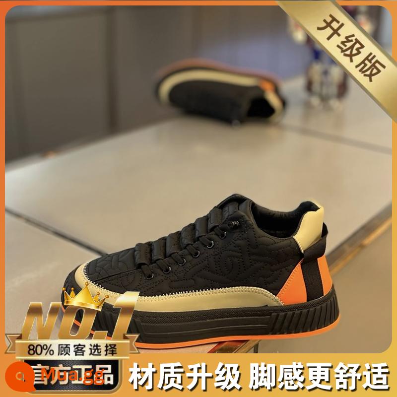 Nhà Ga Châu Âu Giày Nam Thể Thao Mùa Đông Giày Sneaker Nam Lông Cừu Cotton Giày Da Thường Phù Hợp Với Giày Nhỏ Màu Trắng Hợp Thời Trang - Cam đen [nâng cấp]