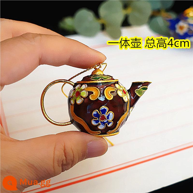 Giao hàng miễn phí Jingtai Blue Treo Pot Pot Tích hợp đồ trang trí, mặt dây chuyền, lốp đồng, men men re - Màu nâu cao 4cm