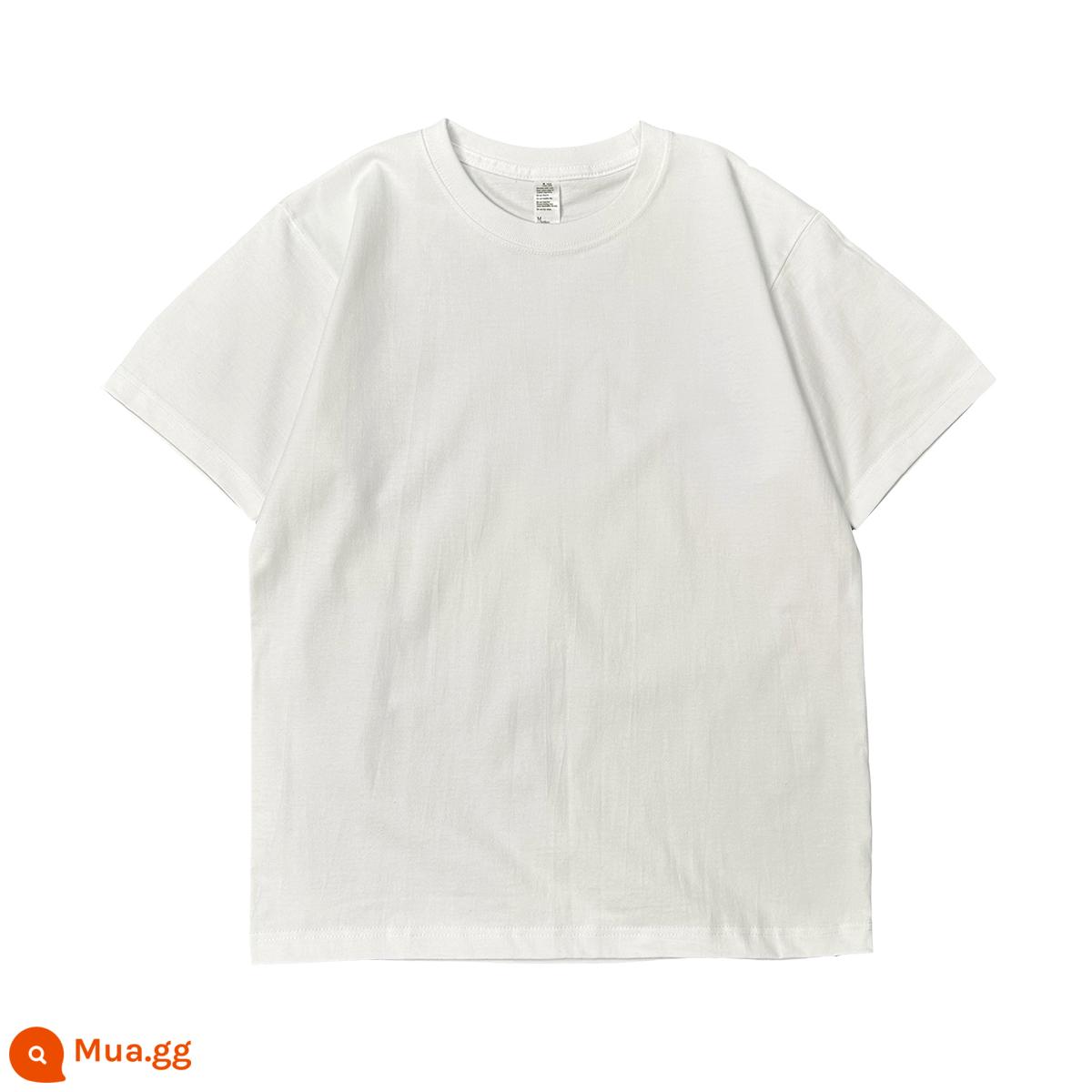 Nặng cao cấp hợp thời trang thương hiệu cotton nguyên chất màu trắng rắn màu lỏng lẻo cổ tròn lớp bên trong áo thun dài tay nam quần áo lớp bên trong màu trắng t - Tay áo ngắn màu trắng (phiên bản thoải mái 250g)