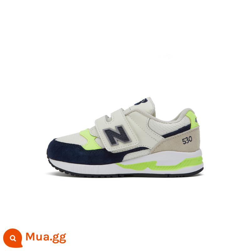 Giày thể thao New Balance nb chính thức dành cho trẻ em 4~7 tuổi bé trai và bé gái Giày thể thao nhẹ chống mài mòn Velcro 530 - Xám kem/xanh nước biển/xanh tươi KV530SIP