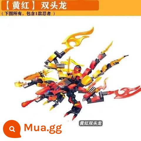 Tương Thích Với Trung Quốc Phantom Ninja Khối Xây Dựng Storm Fighter Bé Trai Xếp Hình Đồ Chơi Lắp Ráp Cho Trẻ Em Từ 6-8-12 - Loại C - rồng nguyên tố hai đầu màu đỏ và vàng (184 hạt +1 ninja