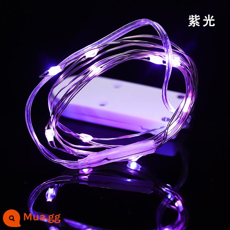 ĐÈN LED Dây Đồng Ánh Sáng Chuỗi Ánh Sáng Nút Pin Ánh Sáng Chuỗi Ánh Sáng Làm Bánh Trang Trí Sắp Xếp Sáng Tạo Trang Trí Bánh Hâm Nóng Ánh Sáng - Màu tím dài 1 mét