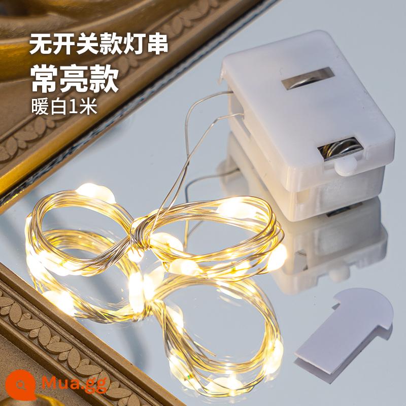 ĐÈN LED Dây Đồng Ánh Sáng Chuỗi Ánh Sáng Nút Pin Ánh Sáng Chuỗi Ánh Sáng Làm Bánh Trang Trí Sắp Xếp Sáng Tạo Trang Trí Bánh Hâm Nóng Ánh Sáng - Dây đèn vuông không công tắc màu trắng ấm 1 mét