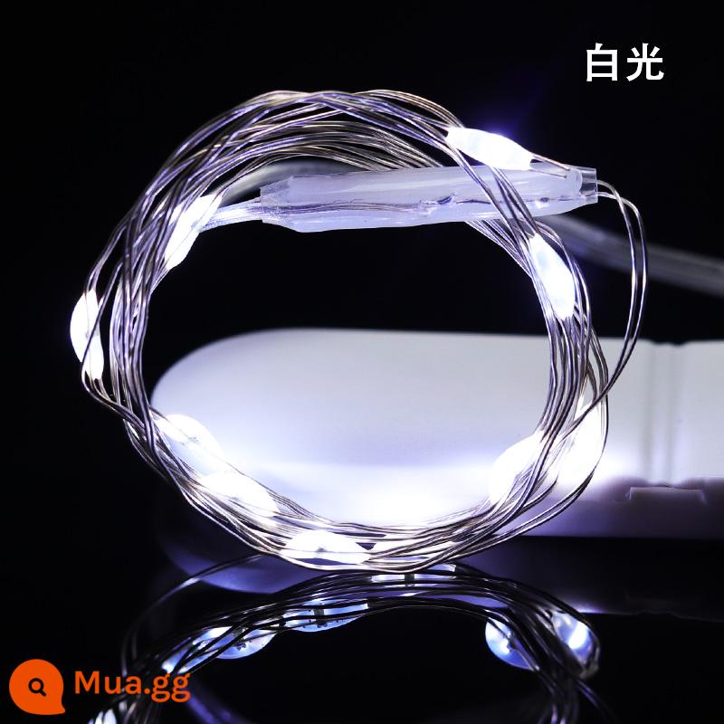 ĐÈN LED Dây Đồng Ánh Sáng Chuỗi Ánh Sáng Nút Pin Ánh Sáng Chuỗi Ánh Sáng Làm Bánh Trang Trí Sắp Xếp Sáng Tạo Trang Trí Bánh Hâm Nóng Ánh Sáng - Chiều dài màu trắng 1 mét