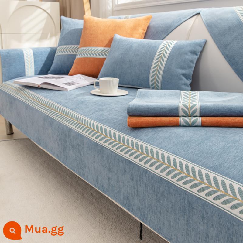 Đệm Sofa Bốn Mùa Đa Năng Chống Trơn Trượt 2022 Mới Ghế Sofa Đơn Giản Hiện Đại Tựa Lưng Khăn Vải Mùa Đông - Ruoyan-xanh