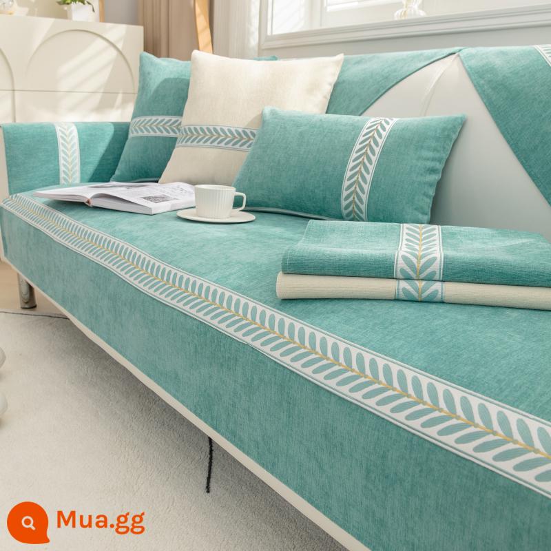 Đệm Sofa Bốn Mùa Đa Năng Đơn Giản Hiện Đại Đa Năng Bọc Ghế Sofa Tất Cả Gối Tựa Lưng Khăn Vải Đệm Chống Trơn Trượt - Ruoyan-xanh