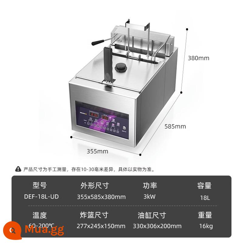 Nồi chiên điện Tuoqi Nồi chiên điện thương mại Xi lanh đơn đôi công suất lớn Xiên chiên Gà rán Khoai tây Que chiên Máy chiên - Menu bộ nhớ nâng tự động xi lanh đơn 18 lít