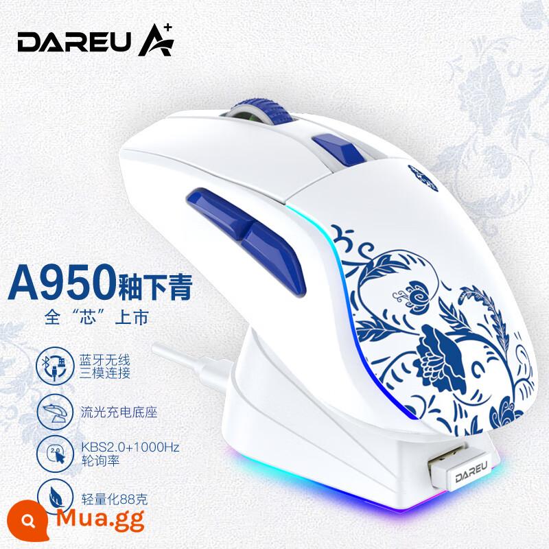 Chuột Daryou A950 Không dây Bluetooth Có dây ba chế độ Chơi game cơ Đế sạc RGB nhẹ - Kết nối ba chế độ-lớp nền màu xanh lá cây