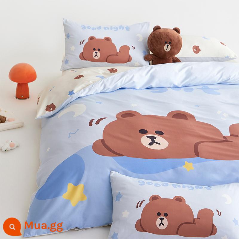 Bộ ba mảnh/bốn mảnh cotton Love Brown Bear dễ thương - Bộ bông hành tinh vui nhộn