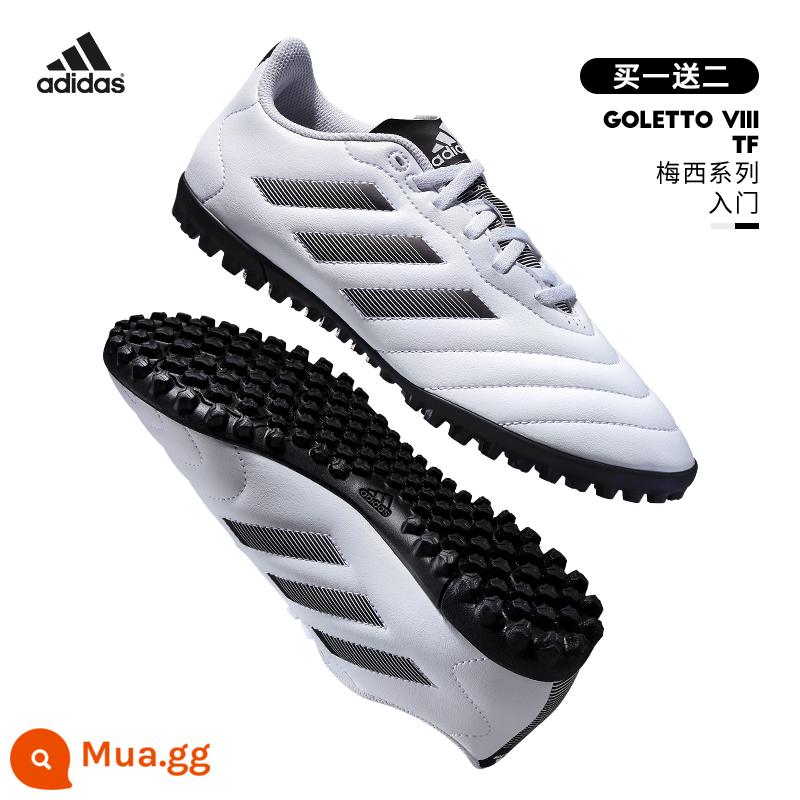 AdidasGiày đá bóng nam đinh gãy TF thể thao chính hãng chống trơn trượt trẻ em học sinh tiểu học giày cỏ nhân tạo - Phiên bản người lớn màu trắng và đen