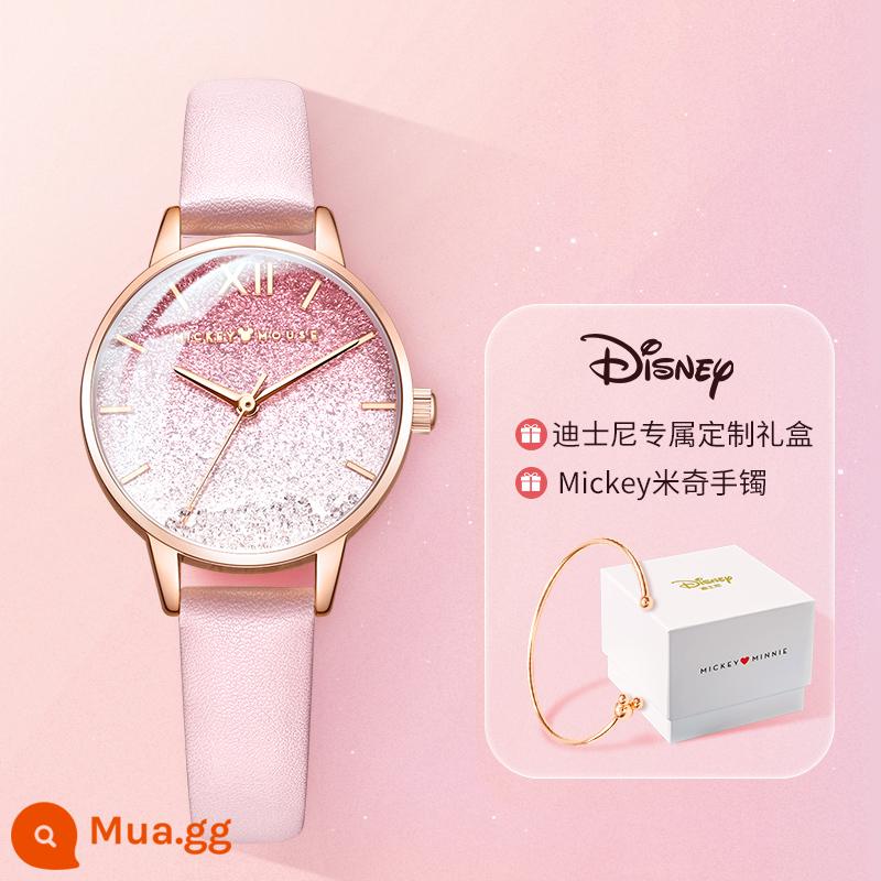 Đồng hồ Disney nữ học sinh trung học đầy sao hoa anh đào ánh sáng sang trọng thích hợp nữ tặng sinh nhật quà tặng năm mới - Sóng Ước-Hồng Lãng Mạn