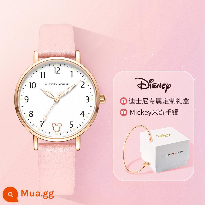 Đồng hồ Disney nữ học sinh trung học đầy sao hoa anh đào ánh sáng sang trọng thích hợp nữ tặng sinh nhật quà tặng năm mới - Bột Mickey mới