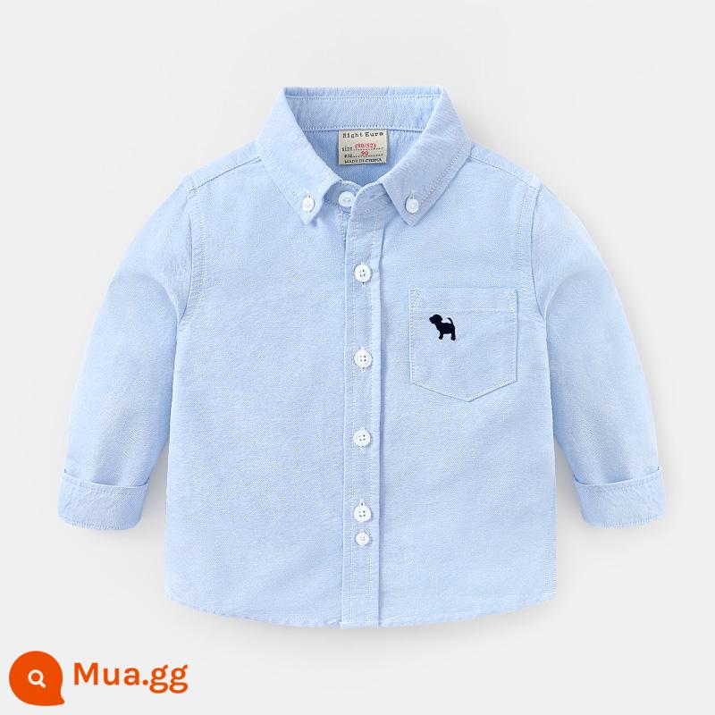 Áo sơ mi dài tay cotton cotton nguyên chất bé trai, quần áo mùa thu, quần áo trẻ em, áo sơ mi trắng trẻ em, mẫu xuân thu trẻ em, bé sơ sinh 1 tuổi và 3 tuổi - U14227 màu xanh