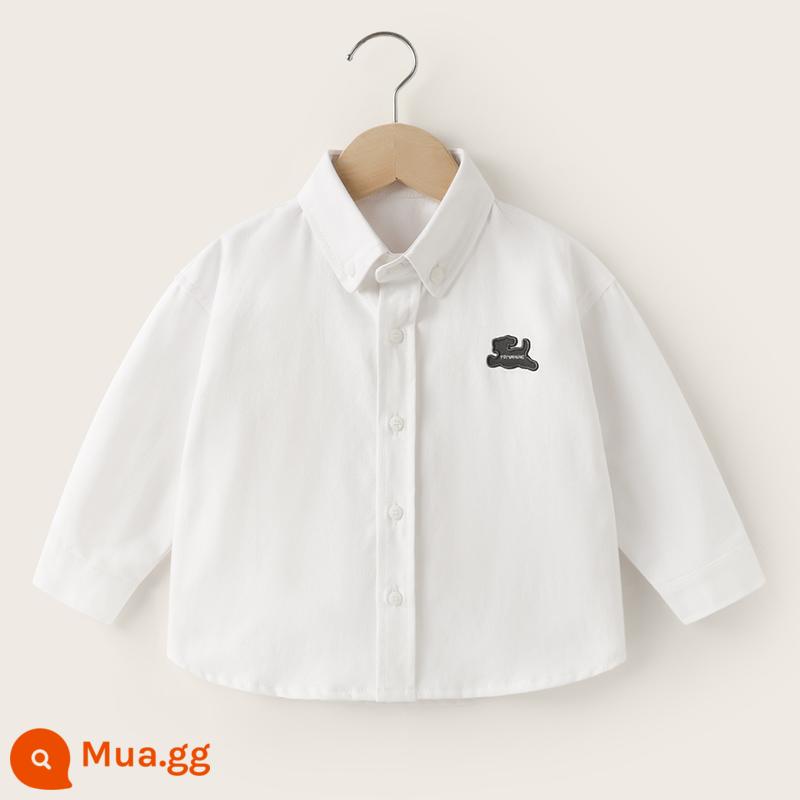 Áo sơ mi dài tay cotton cotton nguyên chất bé trai, quần áo mùa thu, quần áo trẻ em, áo sơ mi trắng trẻ em, mẫu xuân thu trẻ em, bé sơ sinh 1 tuổi và 3 tuổi - U14446 Benbai