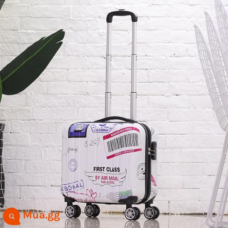 Phiên bản Hàn Quốc dễ thương của vali nhỏ 18 inch dành cho nữ đa năng có bánh xe đẩy trường hợp du lịch nhẹ mật khẩu lên máy bay trường hợp nam - Phong cách gương sơn màu xanh thời trang