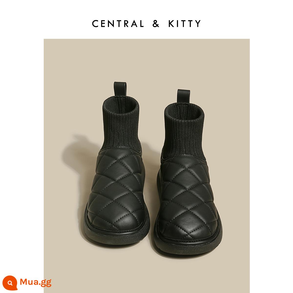 CENTRALKITTY dày-đế bên trong tăng cao trắng tuyết khởi động giày cotton của phụ nữ 2022 mùa đông mới cộng với nhung dày - đen