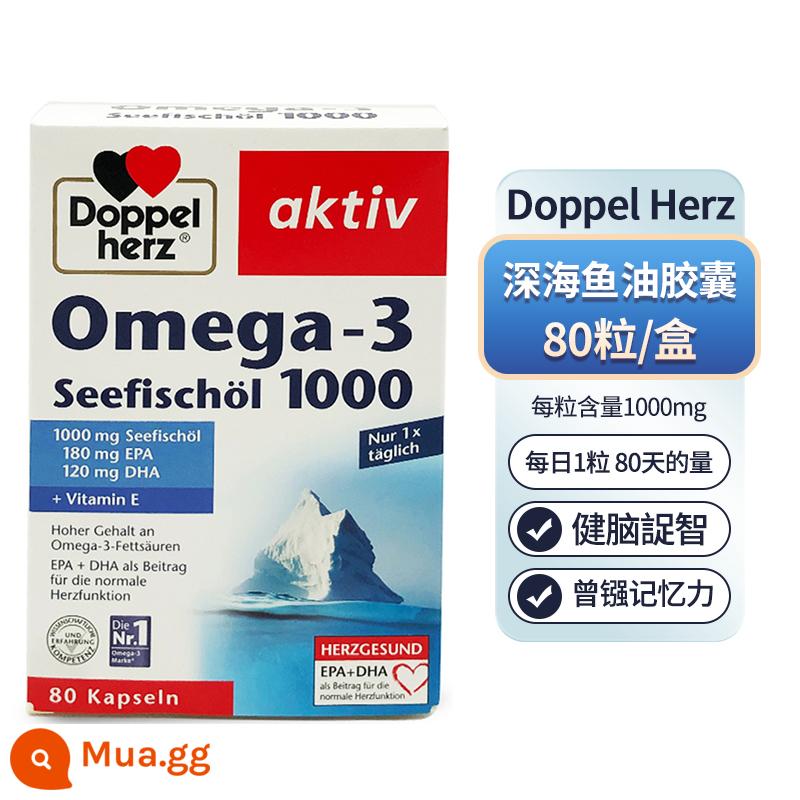 Dầu cá đôi tim Duobao Đức 1000mg DHA cô đặc cao viên dầu cá biển sâu 80 viên omega3 người lớn trung niên và cao tuổi - trời xanh