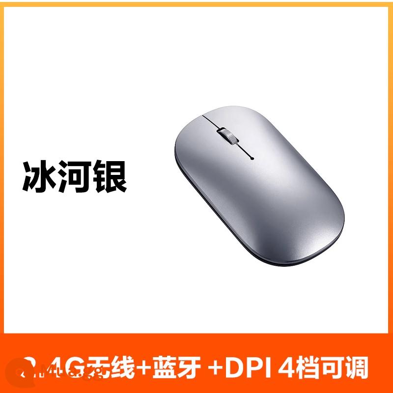 Chuột Bluetooth không dây hai chế độ Lenovo tắt tiếng nhỏ mới Air máy tính để bàn máy tính xách tay chuột kim loại di động văn phòng - sông băng bạc