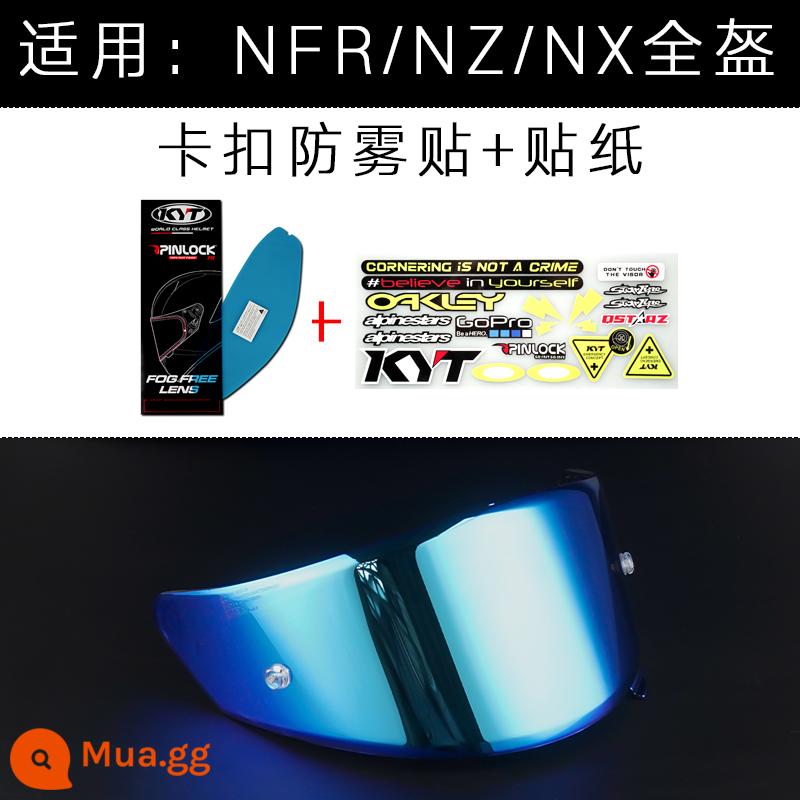 kyt k2 ttc nfr nx nz đầu máy mũ bảo hiểm đầy đủ kính siêu cha thảm sát Marvel miếng dán chống sương mù - NFR/NZ/NX màu xanh đậm + nhãn dán chống sương mù đặc biệt