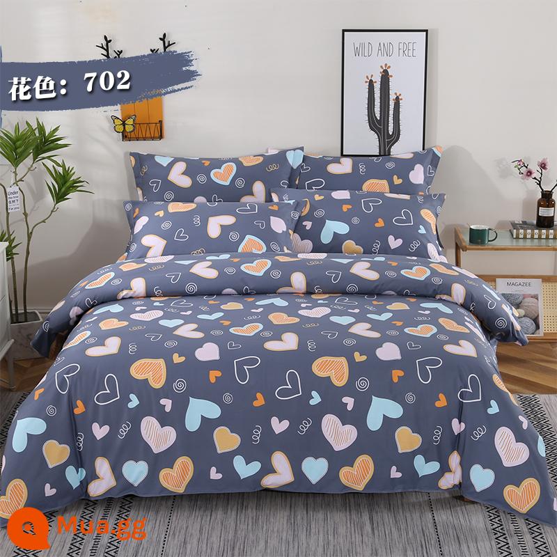 Vải Cotton Dày Dặn Giường Vỏ Chăn 4 Bộ Chăn Ga Vải Hai Dây Rộng Hoa Lớn Vải Cotton Chế Biến Tùy Chỉnh - cái hồ màu xanh