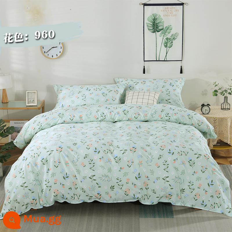 Vải Cotton Dày Dặn Giường Vỏ Chăn 4 Bộ Chăn Ga Vải Hai Dây Rộng Hoa Lớn Vải Cotton Chế Biến Tùy Chỉnh - màu xanh lá