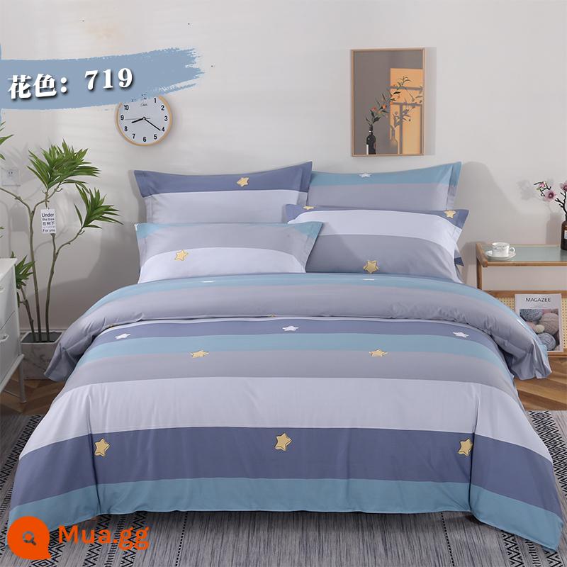 Vải Cotton Dày Dặn Giường Vỏ Chăn 4 Bộ Chăn Ga Vải Hai Dây Rộng Hoa Lớn Vải Cotton Chế Biến Tùy Chỉnh - Màu sắc: 719