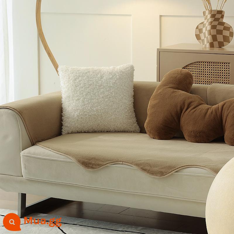 Lưới Đỏ Đệm Sofa Mùa Đông Sang Trọng Nhẹ Cao Cấp Bay Cửa Sổ Sofa Đệm Bắc Âu Ins Gió Chống Trơn Trượt Ghế Sofa - Màu lông thỏ màu cà phê