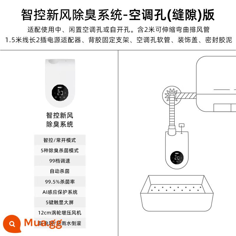 Công nghệ đen khử mùi không khí trong lành thông minh cho mèo hộp quá khổ khép kín nhà vệ sinh cho mèo khử mùi chống văng vật dụng cho mèo - Hệ thống cấp gió tươi thông minh (phiên bản lắp lỗ điều hòa) [không có toilet cho mèo]