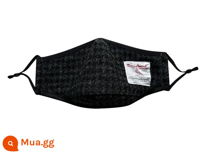 Harris Tweed xịn và xịn làm quà giữ ấm cho ai đó và khẩu trang cắt 3 chiều - Mặt nạ Harris/răng chó săn đen và xám