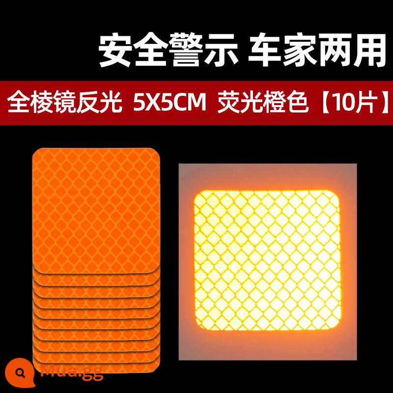 Miếng dán phản quang 3M xe tải xe điện dán chống nắng đặc biệt chống nắng xe ban đêm dạ quang dán xe cá tính xe đạp - 1[vuông 5×5cm] cam huỳnh quang (10 cái)