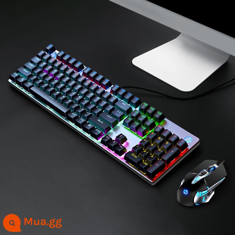 HP HP Bàn Phím Cơ Bộ Phím Chuột Chuột Điện Thi Game Máy Tính Xách Tay Văn Phòng 3 Bộ Trà xanh Trục - [Phiên bản cạnh tranh-Bộ 2 món] Gun Black