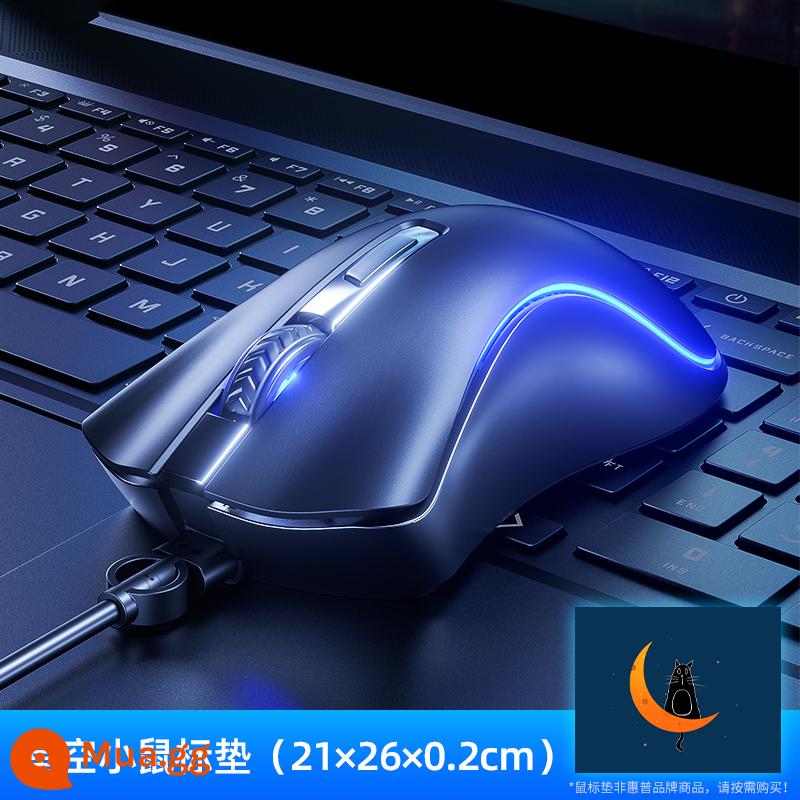 hp chuột hp có dây thi đấu game thể thao điện tử laptop chuyên dụng văn phòng chuột cơ tắt tiếng macro đen - [Bộ Thảm Bàn Nhỏ] Phiên Bản Màu Mực-Âm Thanh