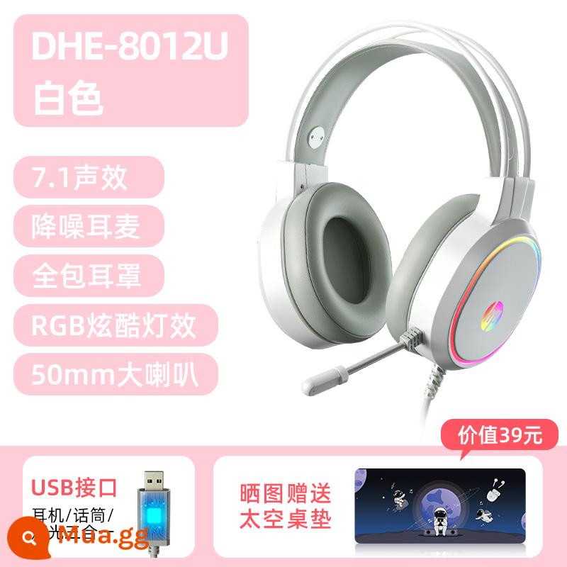 Tai nghe HP/HP Máy tính để bàn chơi game thể thao điện tử Máy tính xách tay Live Cat Ears Tai nghe có dây - [8012U trắng] Hiệu ứng âm thanh 7.1