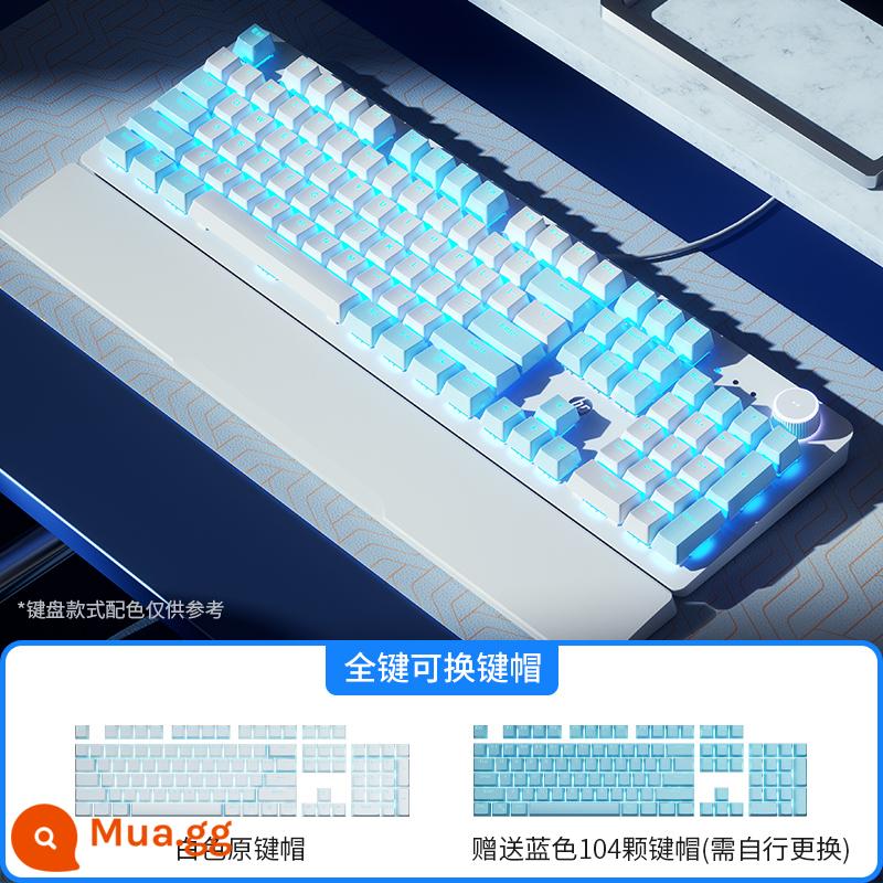 Bàn phím cơ hp HP bàn phím cơ có dây 87 phím laptop văn phòng chuyên game trục đen trục trà trục xanh - [Phiên bản kê tay] Núm 104 phím DIY màu xanh và trắng