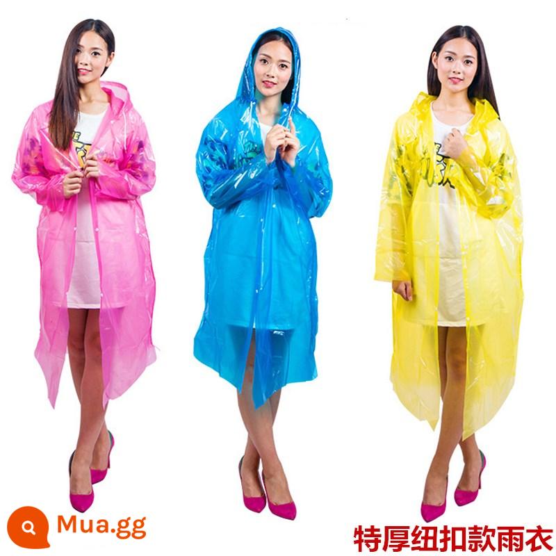 Áo mưa dày dùng một lần phiên bản dài toàn thân poncho trong suốt áo mưa dành cho người lớn trẻ em che giày bảo vệ nam và nữ cỡ lớn - Dây thừng có mũ trùm đầu kiểu khóa mở cực dày dành cho người lớn màu xanh lam (Vàng và đỏ Nhận xét