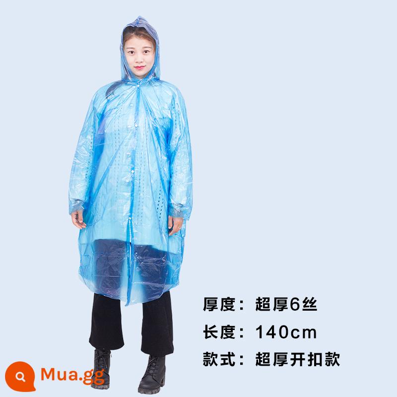 Áo mưa dày dùng một lần phiên bản dài toàn thân poncho trong suốt áo mưa dành cho người lớn trẻ em che giày bảo vệ nam và nữ cỡ lớn - Khóa dày dành cho người lớn màu xanh