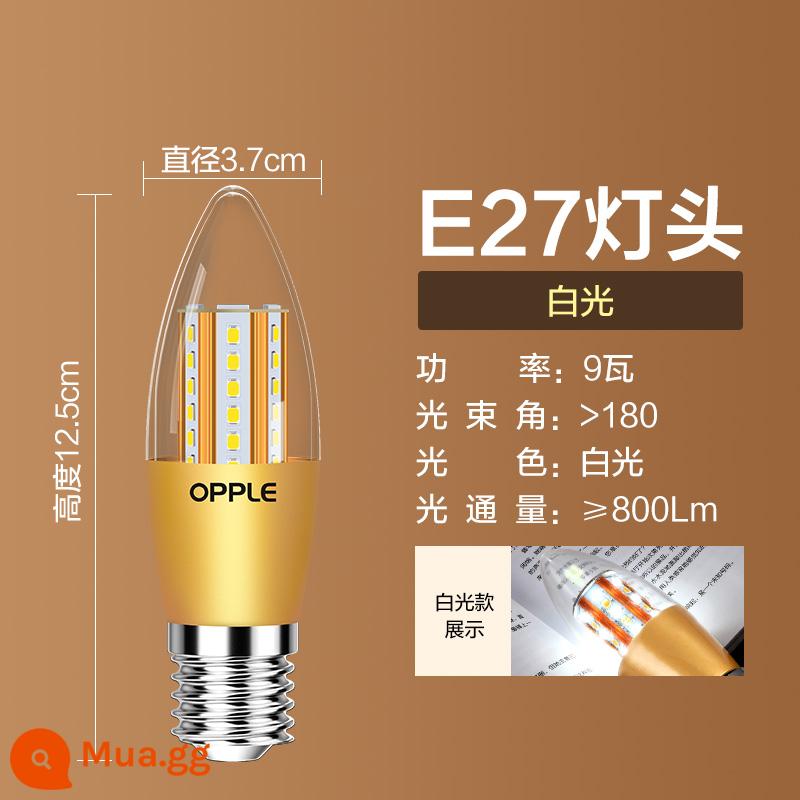 Op LED bóng đèn e27e14 vặn bóng nến đầu bóng đèn chùm bóng đèn tiết kiệm năng lượng bóng đèn bấc đơn nguồn sáng - [E27 Luxury Gold Tip Bubble] Ánh sáng trắng 9W