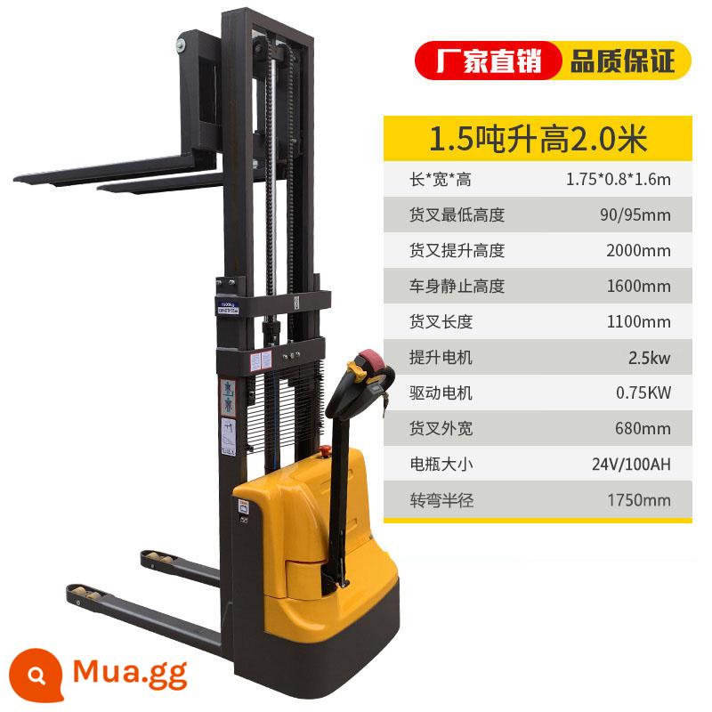 Xe nâng điện hoàn toàn xe nâng điện 2 tấn 1 tấn xe tải nhỏ xếp dỡ thủy lực nâng xe nâng xếp đi bộ - Bán chạy hoàn toàn bằng điện 1,5 tấn nâng 2 mét