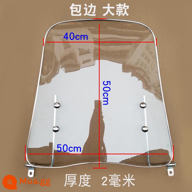 Xe điện đa năng kính chắn gió xe tay ga xe điện kính chắn gió kính chắn gió kính chắn gió tấm trong suốt - Model lớn có viền cao su, vít dày 2+ để nâng cao, chặn đỉnh đầu