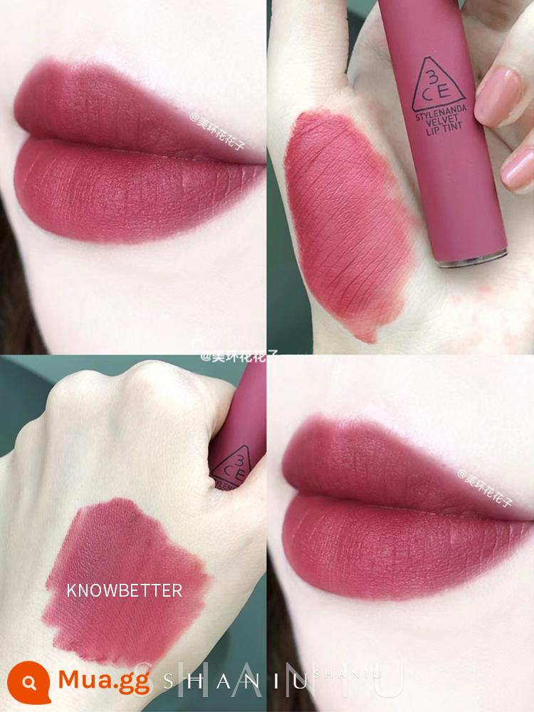 Son kem lì 3CE Velvet Matte Matte Lipstick Laydown Daffodil màu đỏ gạch chính hãng cho nữ 3CE Hàn Quốc - BIẾTBETTER tông màu xám ấm áp hoa hồng