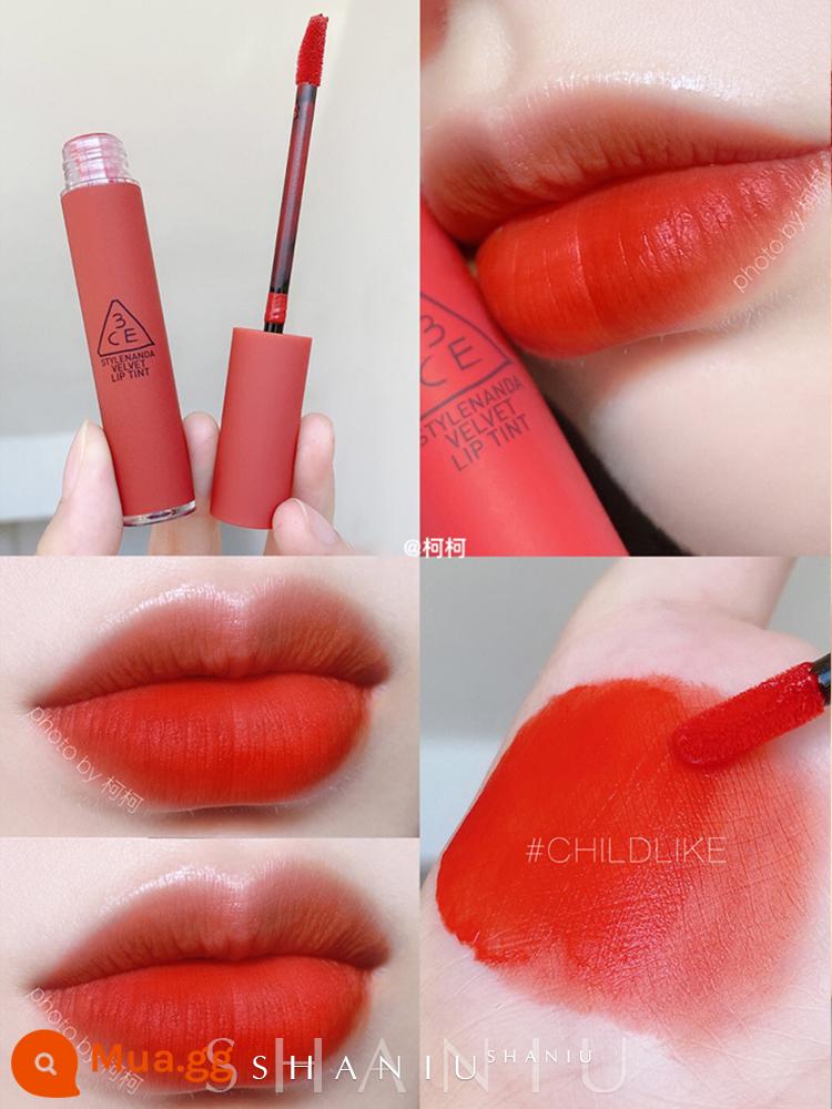 Son kem lì 3CE Velvet Matte Matte Lipstick Laydown Daffodil màu đỏ gạch chính hãng cho nữ 3CE Hàn Quốc - CHILDLIKE màu đỏ cam quyến rũ (màu chị dâu)