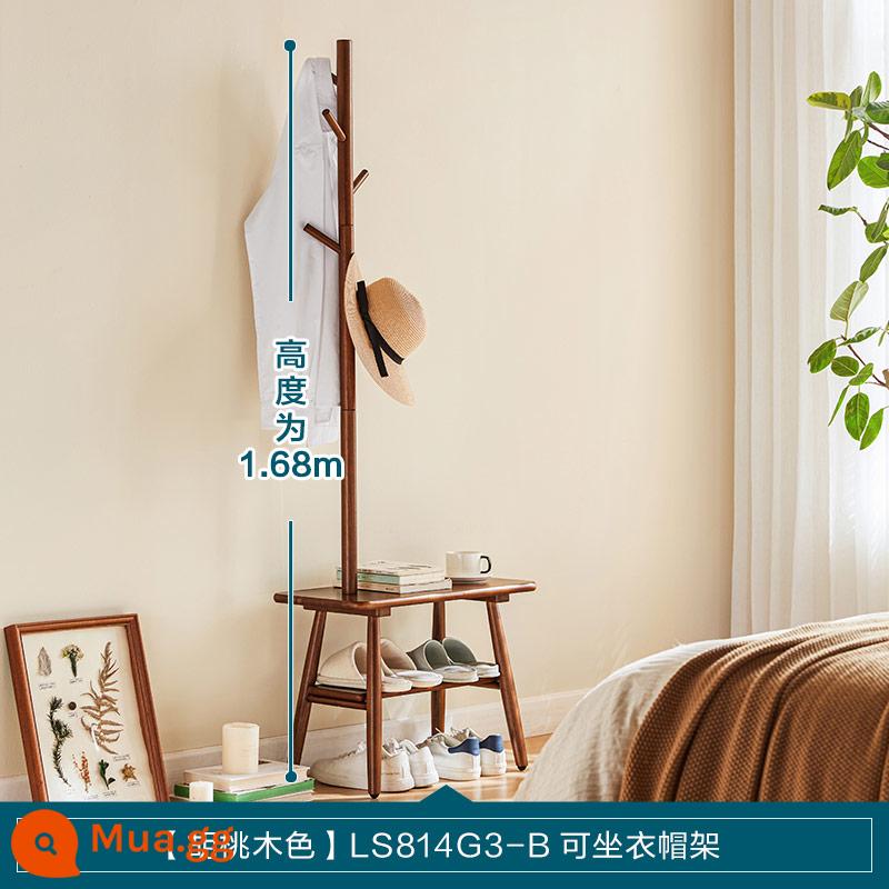 Lin Nhà Của Giá Treo Áo Phòng Treo Quần Áo Kệ Hiện Vật Lưới Đỏ Sàn Phòng Ngủ Di Động Lin Gỗ - [Màu óc chó] Giá treo áo ngồi LS814G3-B