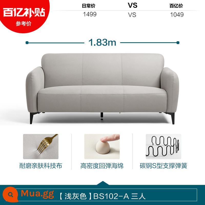 Lâm Nhà Phòng Khách Công Nghệ Sofa Vải Căn Hộ Nhỏ Sofa Đôi Bắc Âu Hàng Thẳng Lin Gỗ BS102 - [Xám nhạt] BS102-A Ba Người