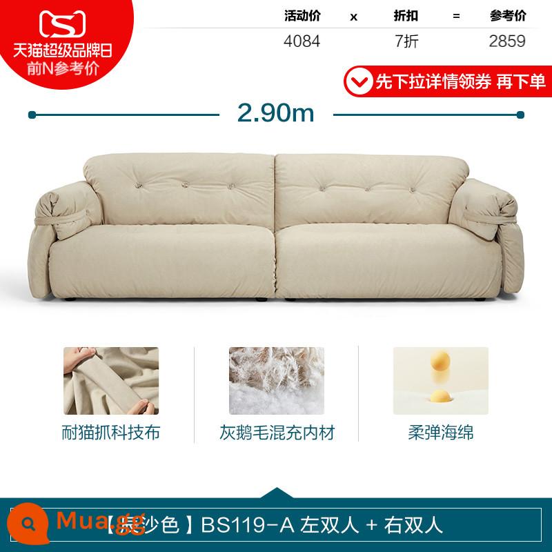 Trang trí nội thất nhà Lin màu kem phong cách kẹo bông sofa phòng khách căn hộ nhỏ đậu phụ nội thất vải khối lưới đỏ Lin ngành công nghiệp gỗ - [Màu Chensha] BS119-A đôi trái + đôi phải