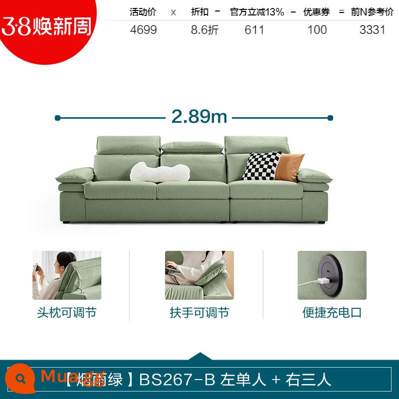 Lâm Nhà Hiện Đại Đơn Giản Mèo Xước Sofa Vải Phòng Khách Đa Năng Công Nghệ Vải Mới Lâm Của Gỗ ngành BS267 - Phiên bản giới hạn [Xanh sương mù] BS267-B Đĩa đơn bên trái + Ba bên phải