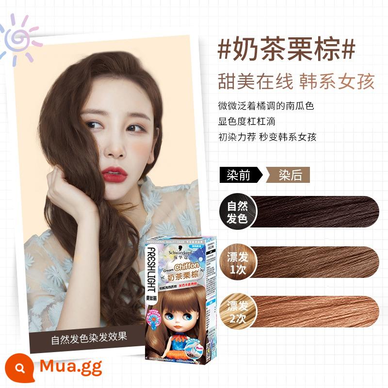 Thuốc nhuộm tóc Burgundy Schwarzkopf mật ong vàng nhạt bẩn cam vàng bong bóng bọt thuốc nhuộm tóc màu xám sáng nâu - Trà sữa nâu hạt dẻ [thuốc nhuộm bong bóng]