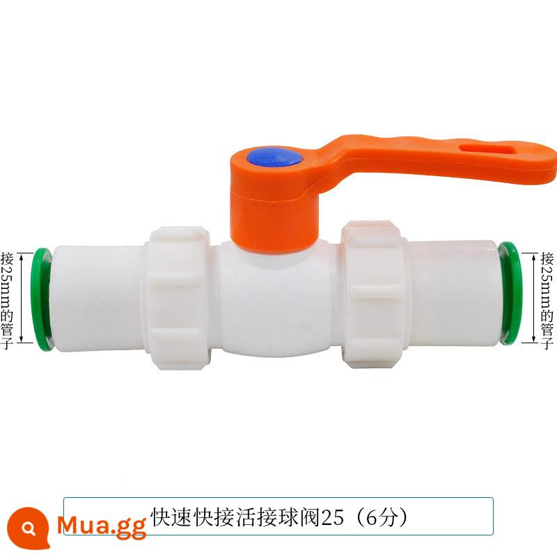 Đầu nối nhanh PPR 4 điểm 20 phụ kiện đường ống nước PE hàn kín hai đầu nối nhanh không dùng nhiệt trực tiếp trong dòng - Van bi đôi cắm nhanh YS màu tím nhạt 25